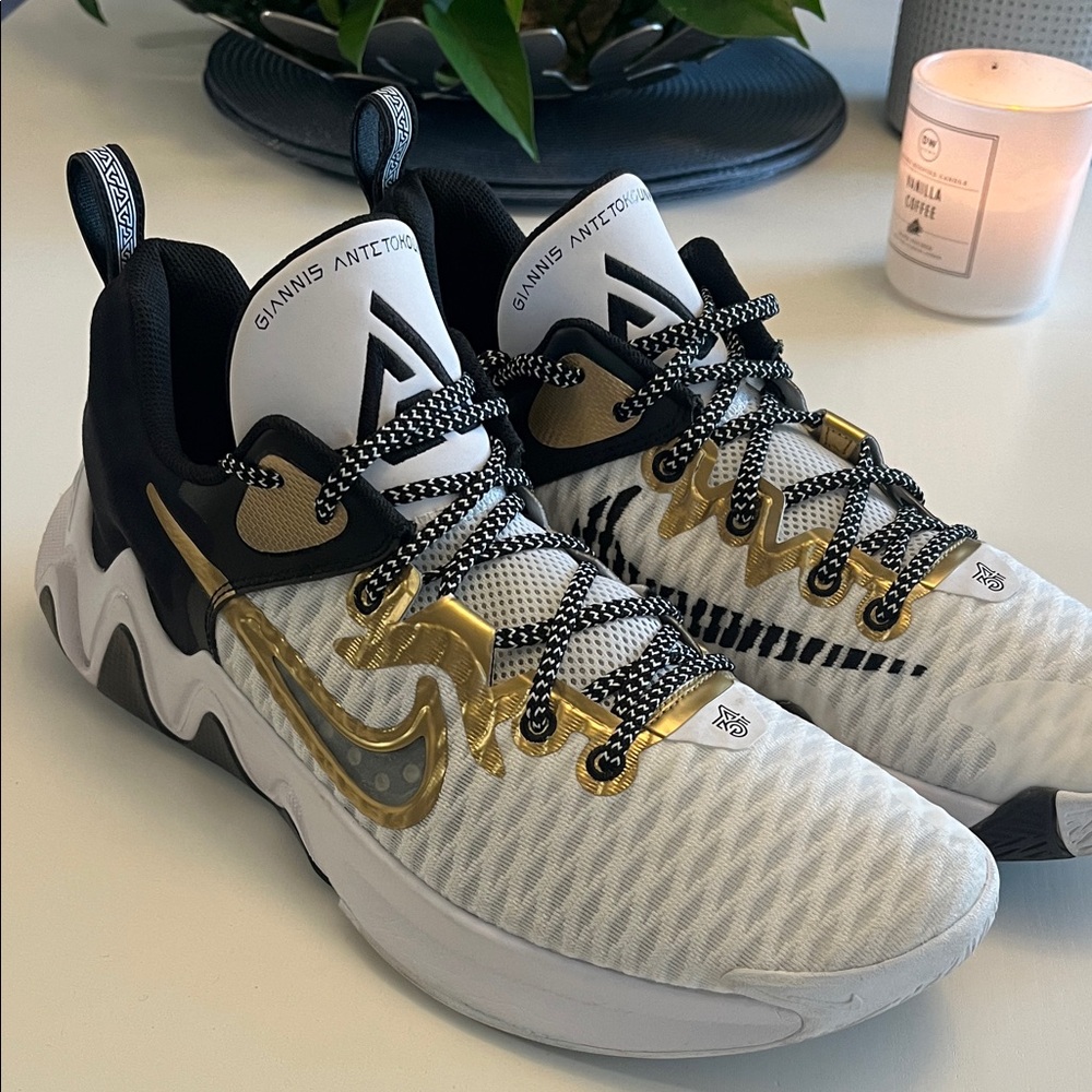 Nike White and Gold Athletic Shoes